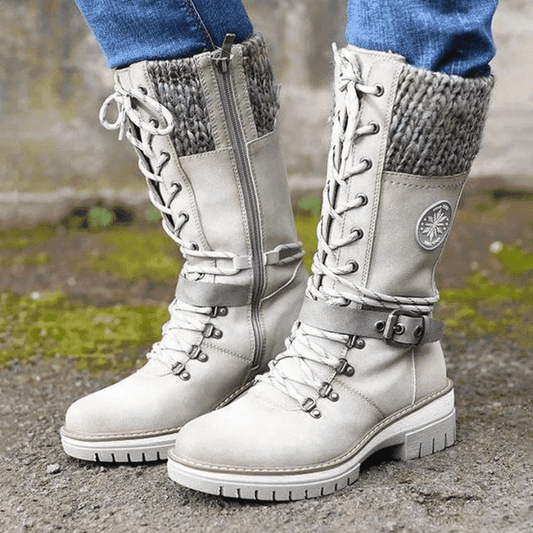Damen Winterstiefel gefüttert wasserdichte Anti-Rutsch-Schnürung bequem