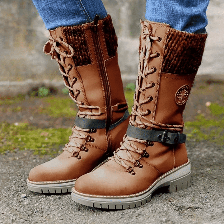 Damen Winterstiefel warm wasserdicht gefüttert schnürbar rutschfest knöchelhoch isoliert Outdoor Schuhe