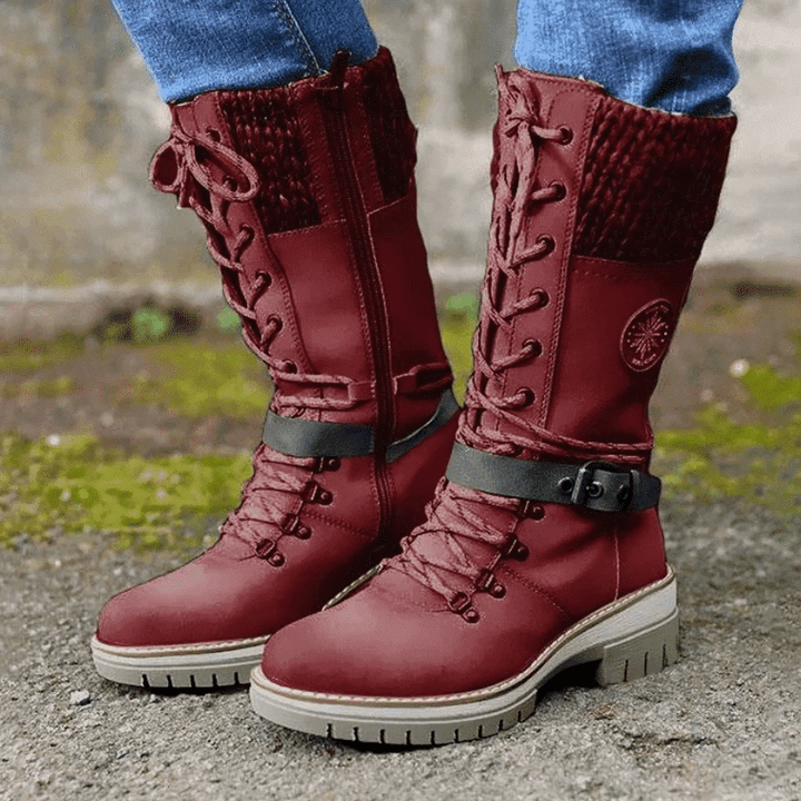 Damen Winterstiefel gefüttert wasserdichte Anti-Rutsch-Schnürung bequem