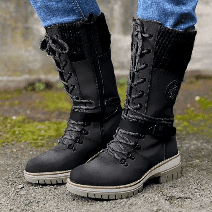 Damen Winterstiefel warm wasserdicht gefüttert schnürbar rutschfest knöchelhoch isoliert Outdoor Schuhe