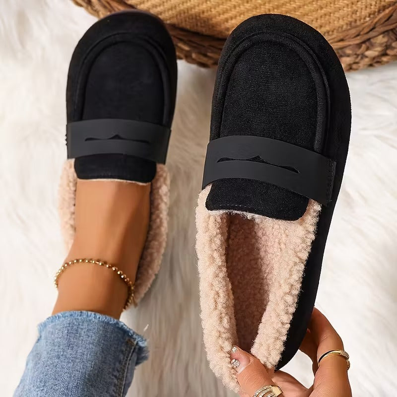 Damen Winter Mokassins gefüttert rutschfest flexibel warm bequem