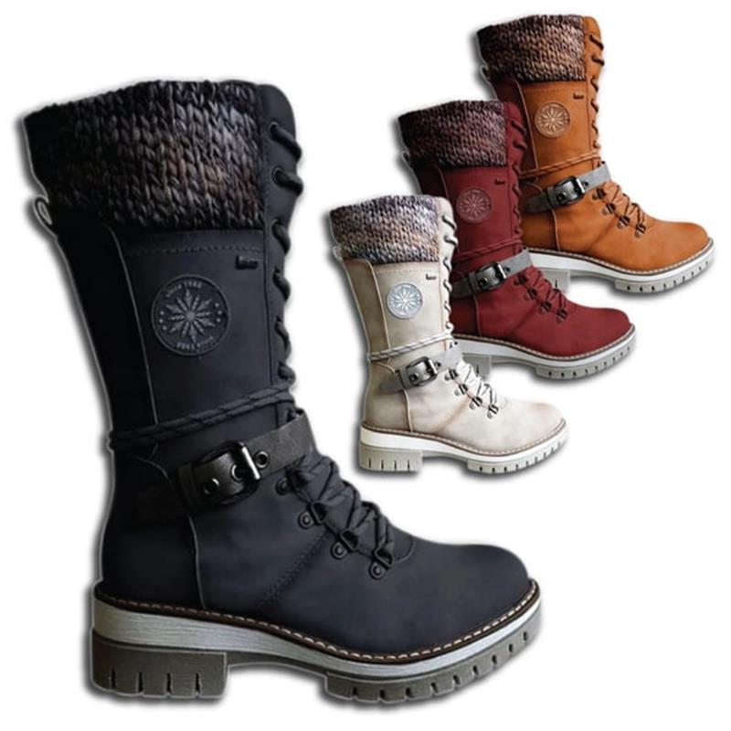 Damen Winterstiefel gefüttert wasserdichte Anti-Rutsch-Schnürung bequem