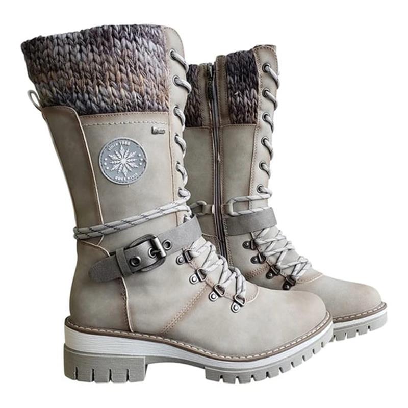 Damen Winterstiefel gefüttert wasserdichte Anti-Rutsch-Schnürung bequem