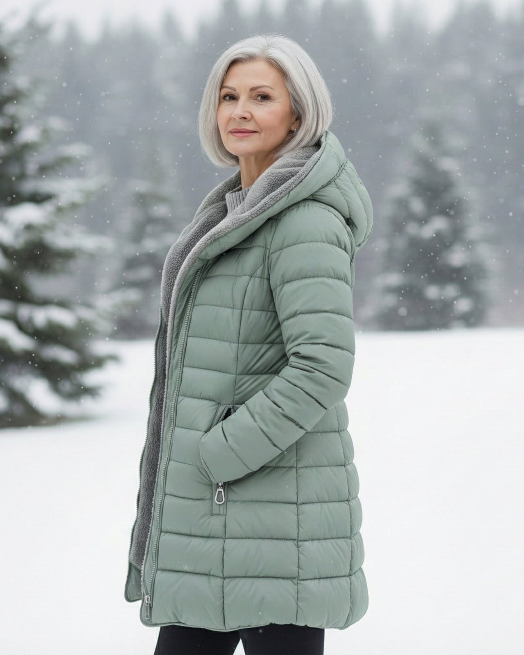 Damen Wintermantel Lang A Linie Gesteppt Kapuze Wasserabweisend Elegant