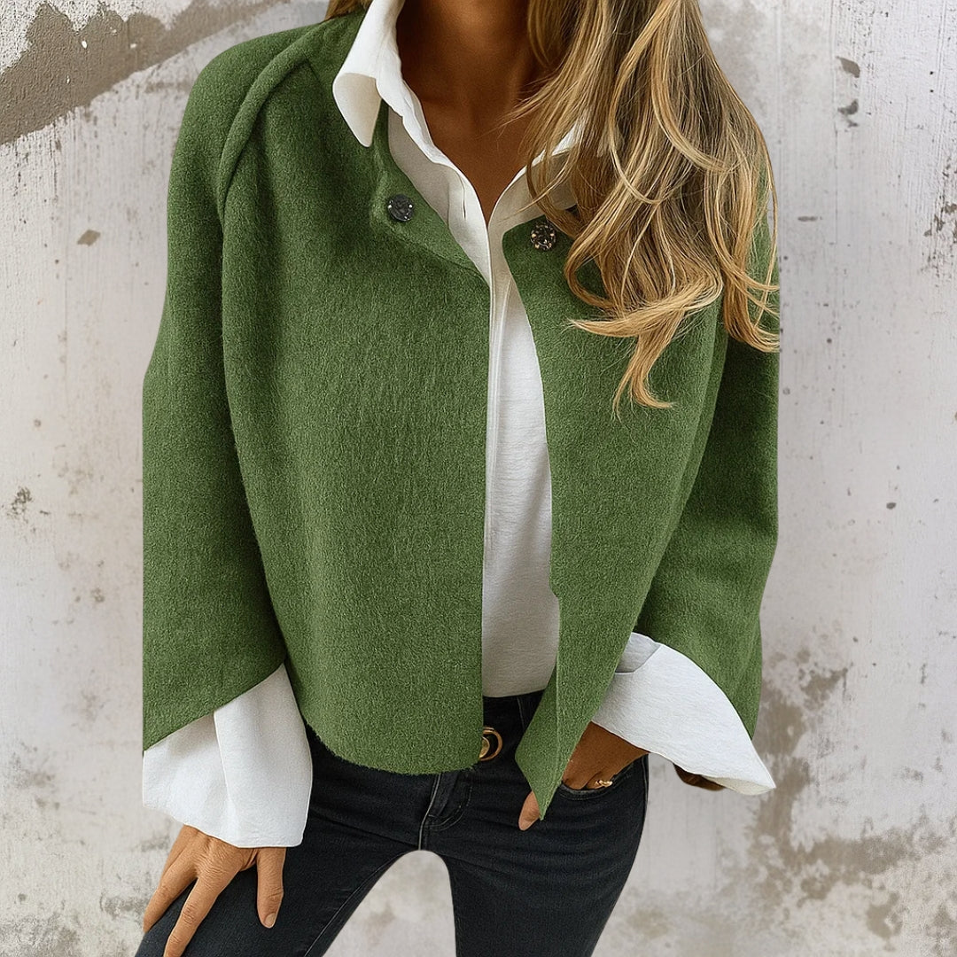 Damen Kurzjacke elegant tailliert einreihig Knopfverschluss elastisch bequeme Passform