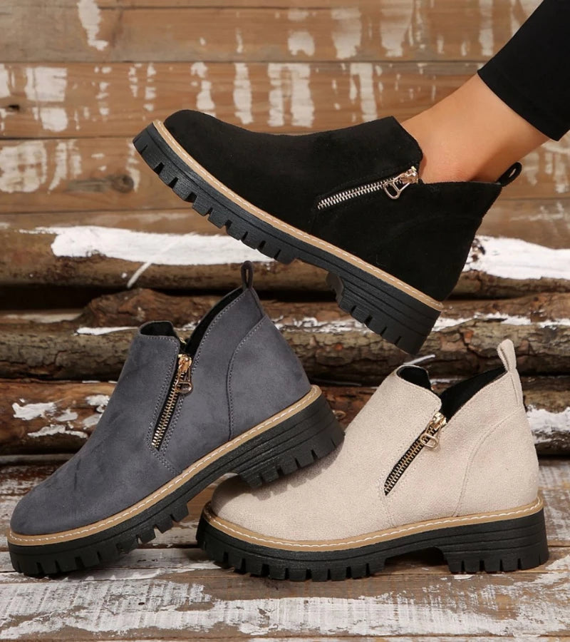 Damen Stiefel orthopädisch rutschfest Reißverschluss gepolstert leicht Alltag Komfort Schuhe