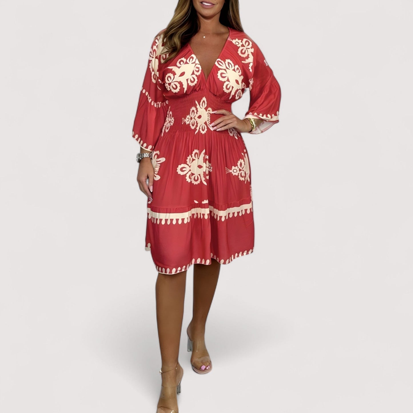 Damen Kleid Boho Stickerei locker Passform fließend vielseitig elegant