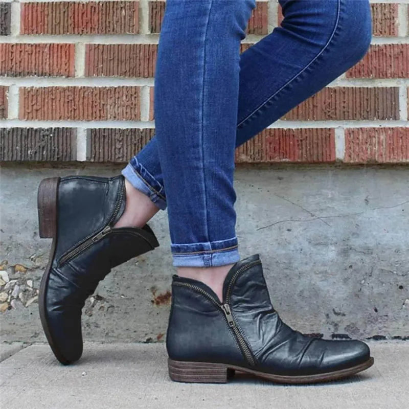 Damen Stiefeletten orthopädischer Reißverschluss rutschfest flexibel, bequem
