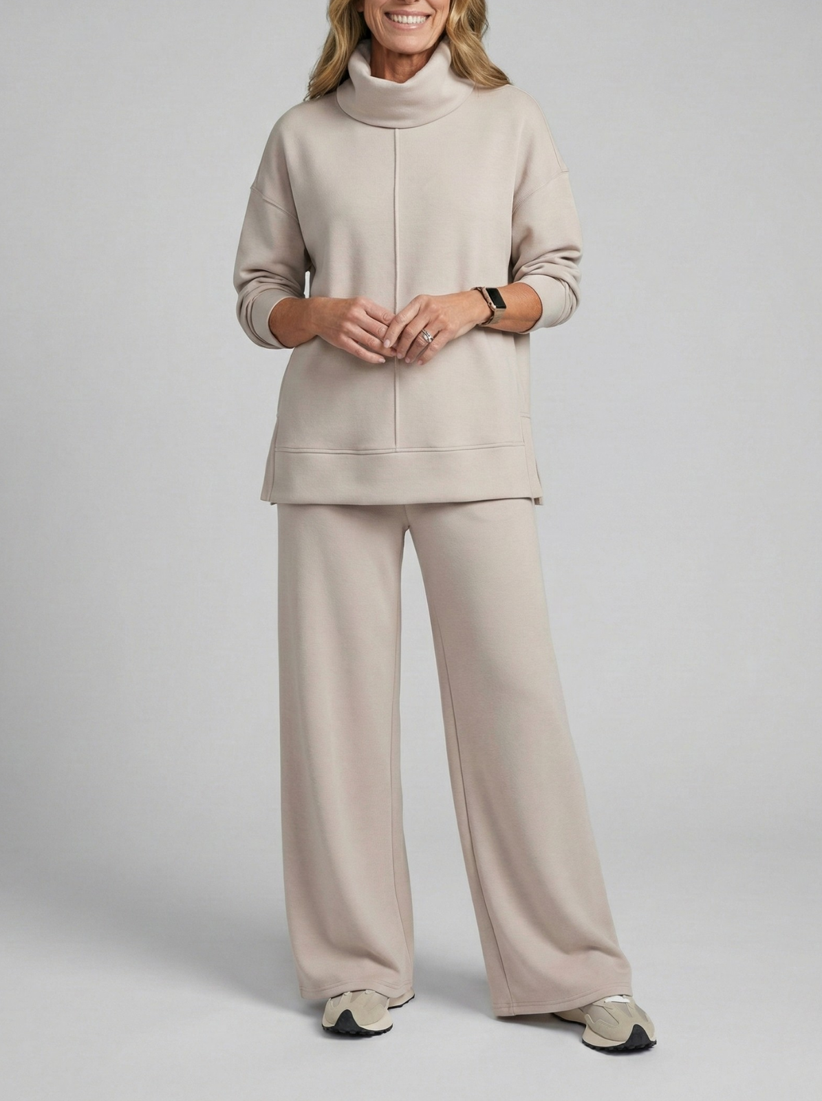 Damen zweiteiliges Set lose bequeme minimalistische atmungsaktive elegante Passform