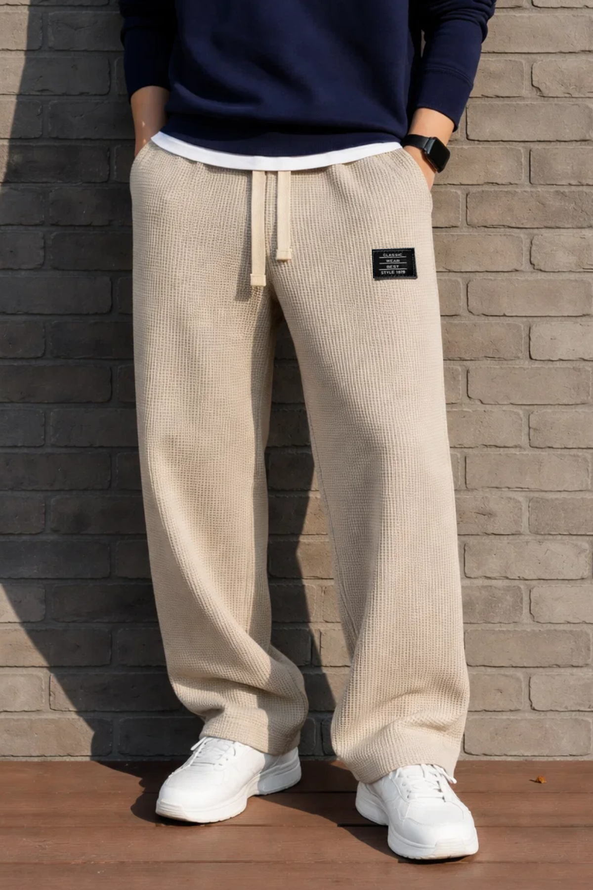 Herrenhose Entspannte Passform Kordelzug leicht elastisch bequeme Taschen