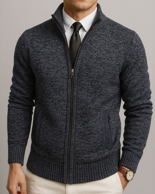 Herren Strickjacke aus Merinowolle, Baumwolle, tailliert, weich, elegant, zeitlos