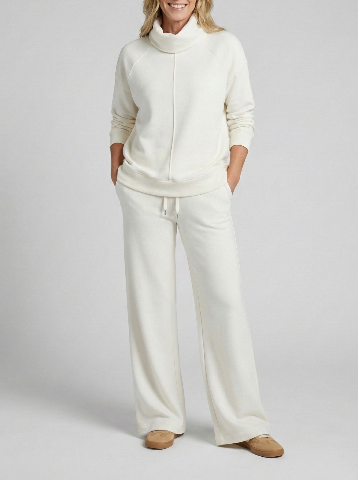 Damen zweiteiliges Set lose bequeme minimalistische atmungsaktive elegante Passform