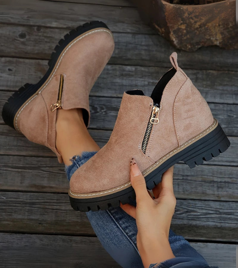 Damen Stiefel orthopädisch rutschfest Reißverschluss gepolstert leicht Alltag Komfort Schuhe