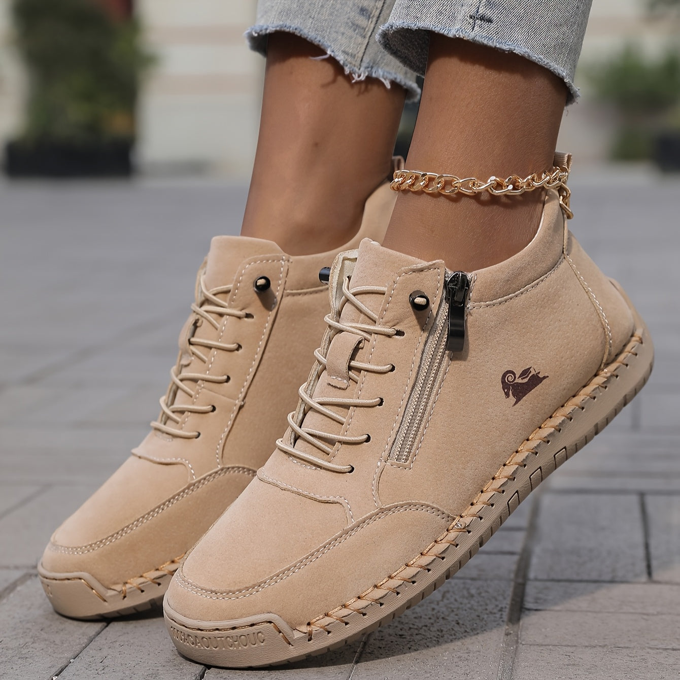 Herren Freizeitschuhe Reißverschluss Slip-gepolstert, fest flexibel bequem