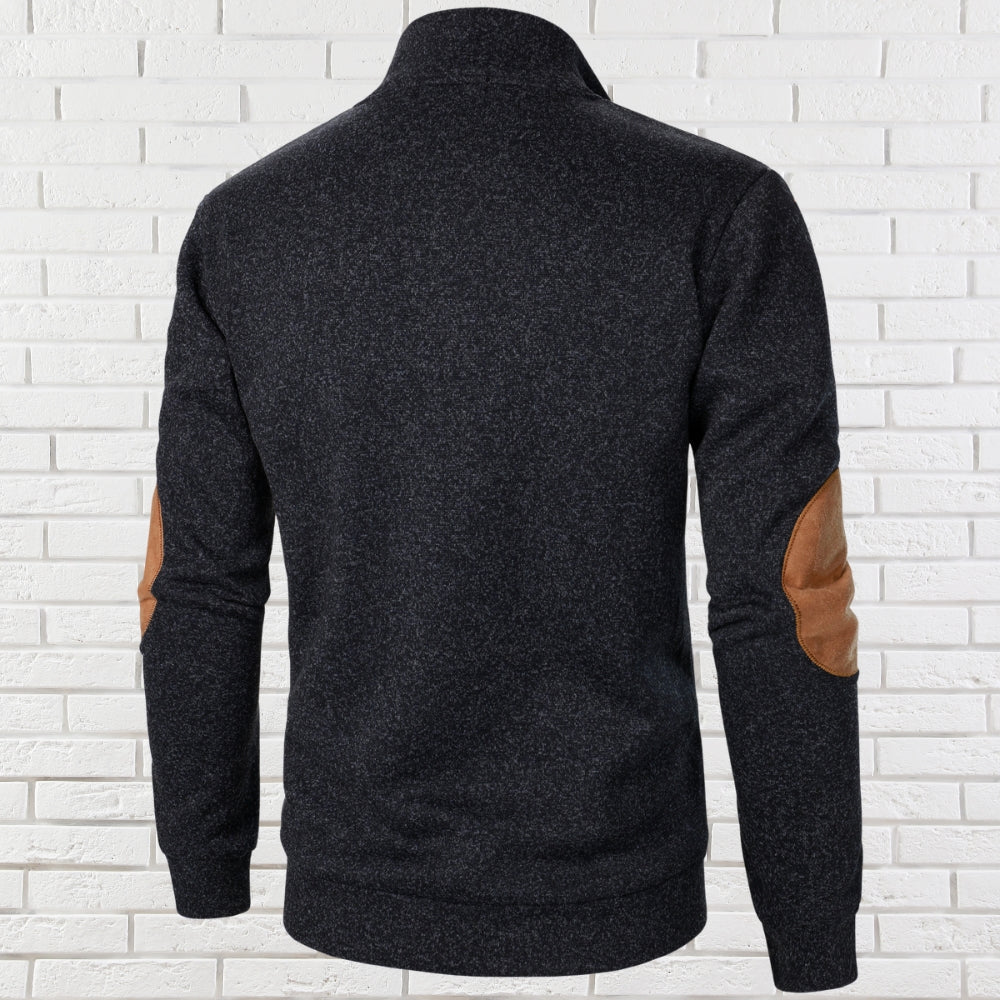 Herren Pullover Regular Fit Stehkragen Knopfleiste Strick Warm Casual Elegant Übergang Alltag