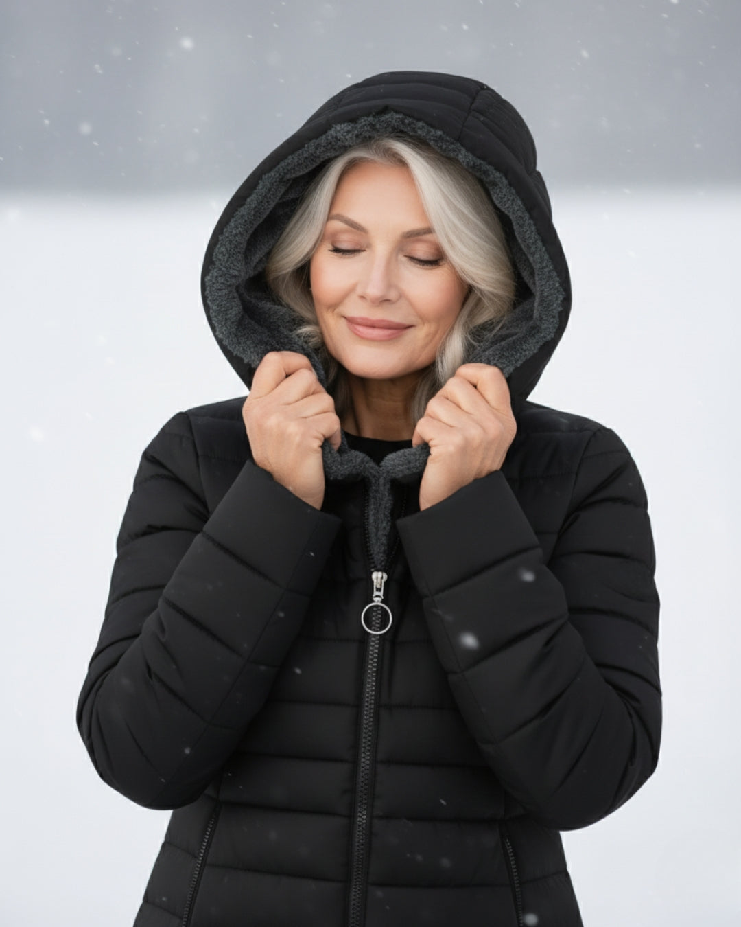 Damen Wintermantel Lang A Linie Gesteppt Kapuze Wasserabweisend Elegant