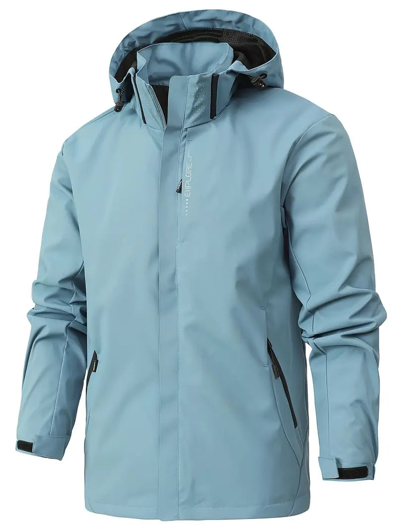 Herren Regenmantel Regular Fit Wasserdicht Leicht Atmungsaktiv Kapuze Alltag Outdoor Freizeit