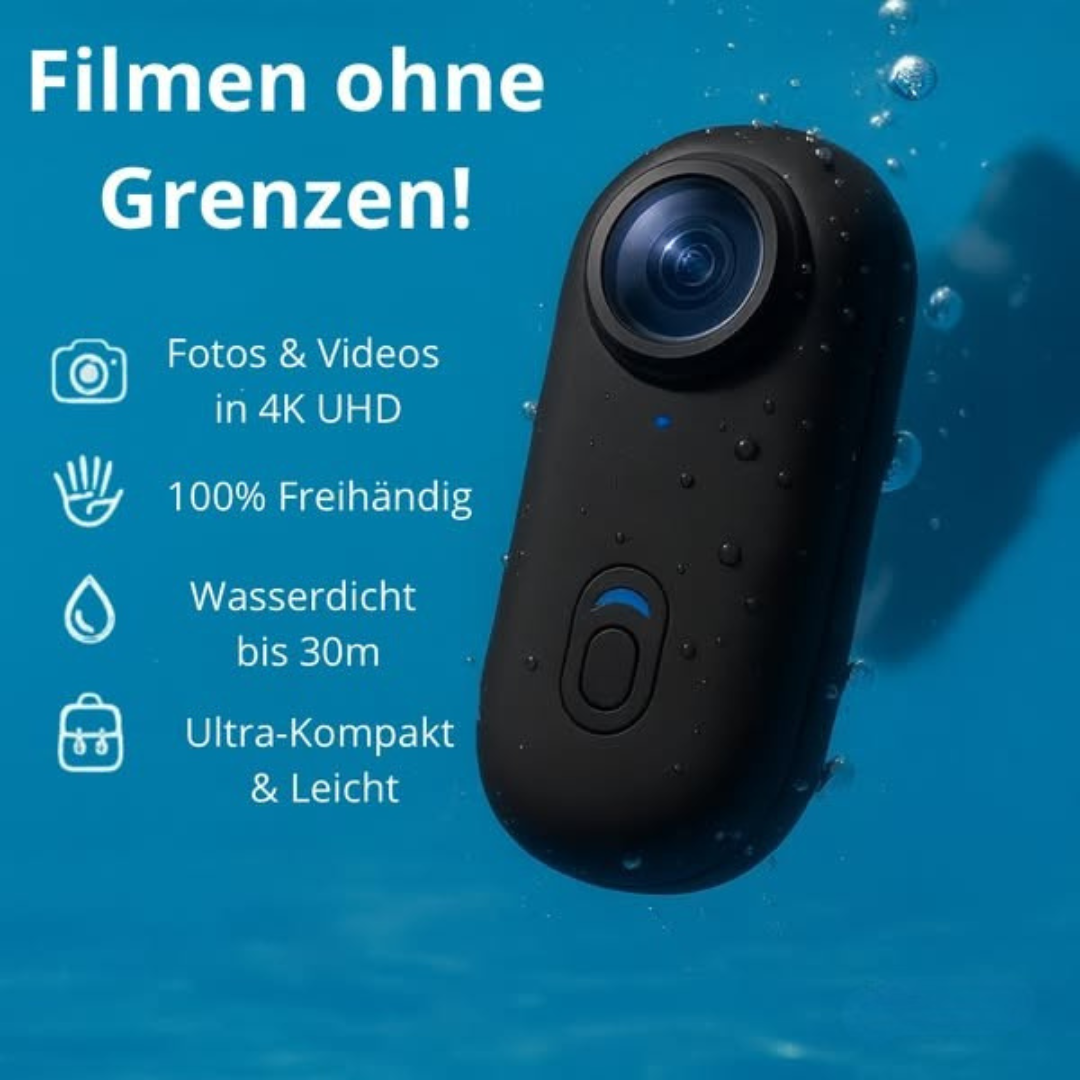 Produkttitel: POV-Kamera 4K UHD wasserdicht ultraleicht mit KI-Stabilisierung