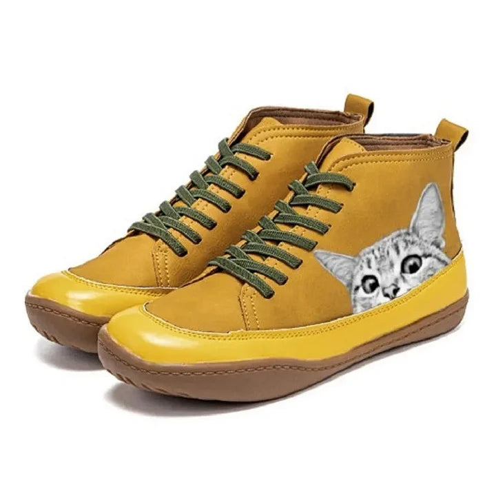 Unisex Sneaker Katzenprint Schnürung rutschfest atmungsaktiv bequem