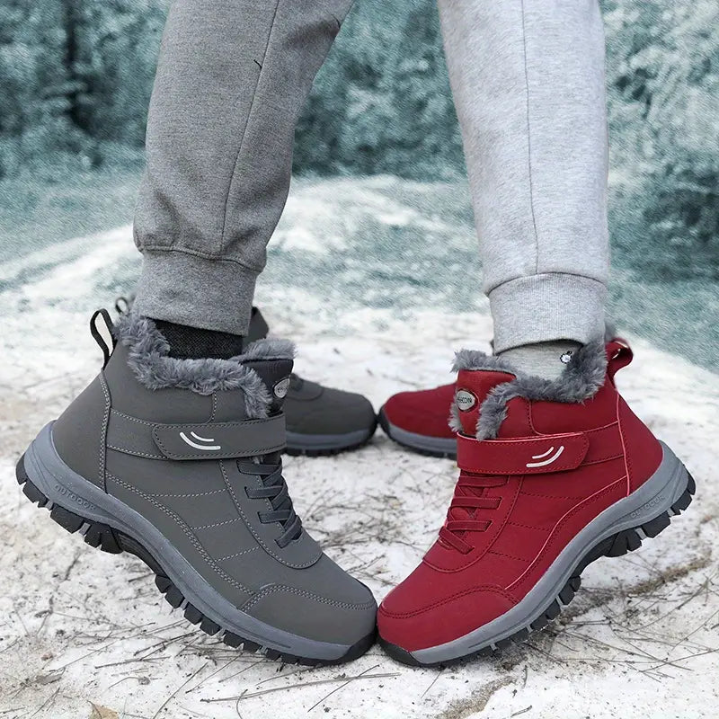 Unisex Winterstiefel gefüttert rutschfest breite Zehenbox Klettverschluss wasserabweisend