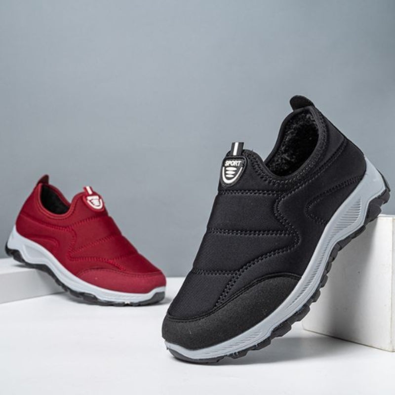 Damen Winter Sneaker gefüttert rutschfest wasserabweisend Slip-On elastisch leicht Outdoor