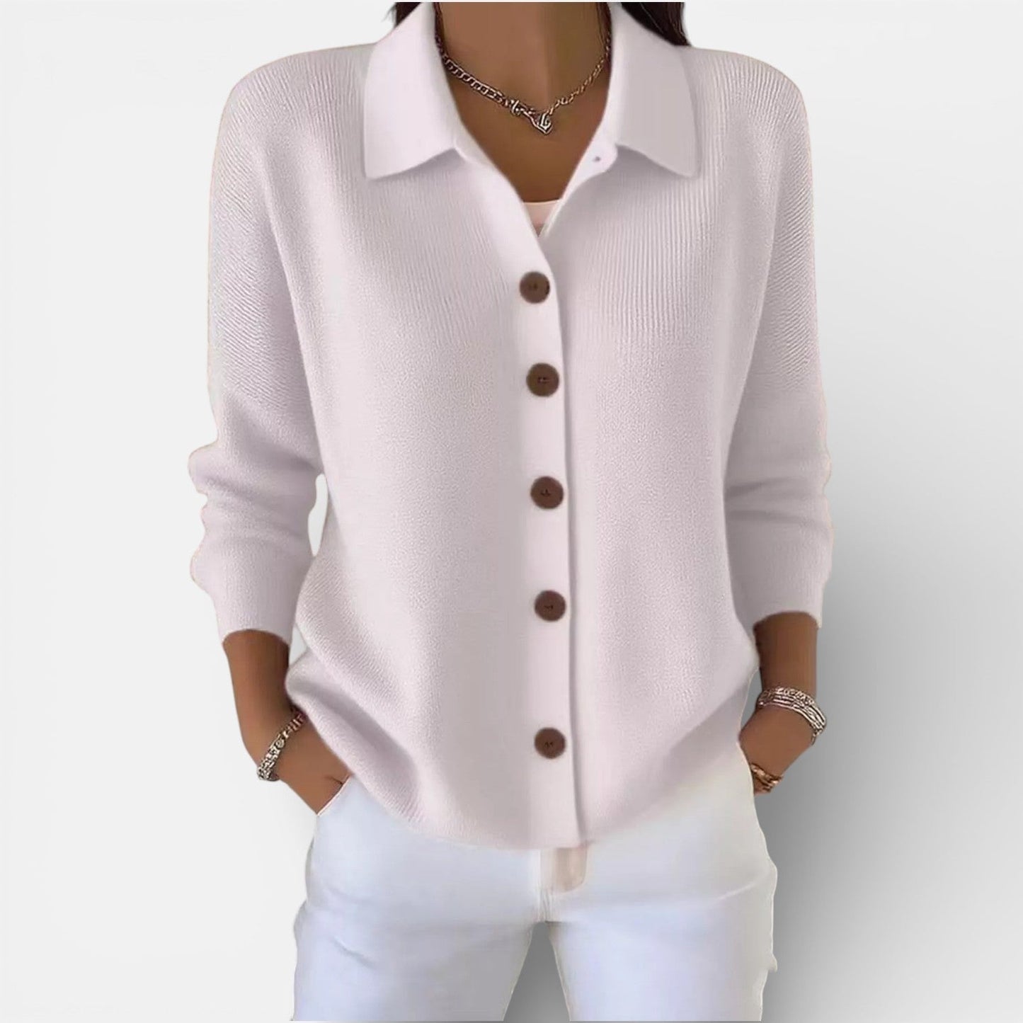 Damenbluse mit Kragen und Knopfleiste, locker geschnitten, weich