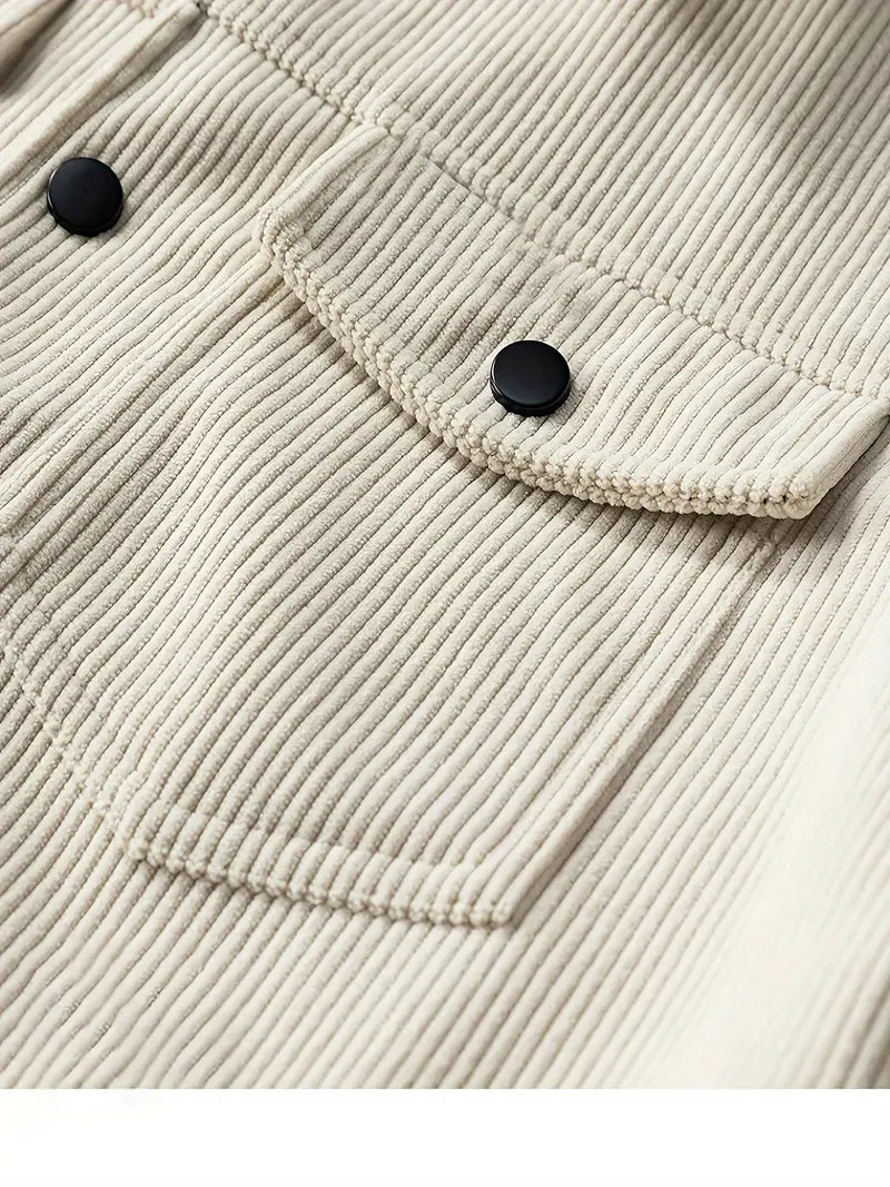 Herren Cordjacke Regular Fit Elegant Strukturierter Cord Freizeit Büro Alltag Herbst Übergang Klassisch