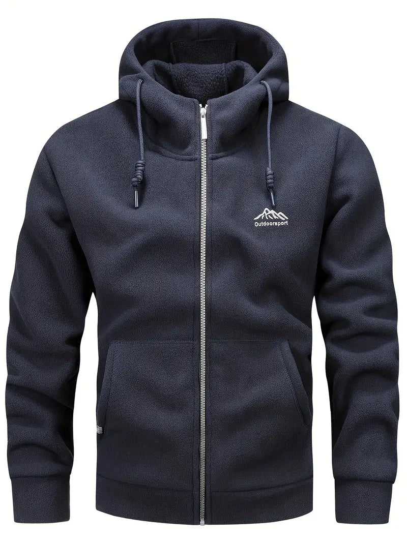 Herren Kapuzenpullover Reißverschluss Fleece Regular Fit Langarm Kängurutaschen Freizeit Hoodie warm