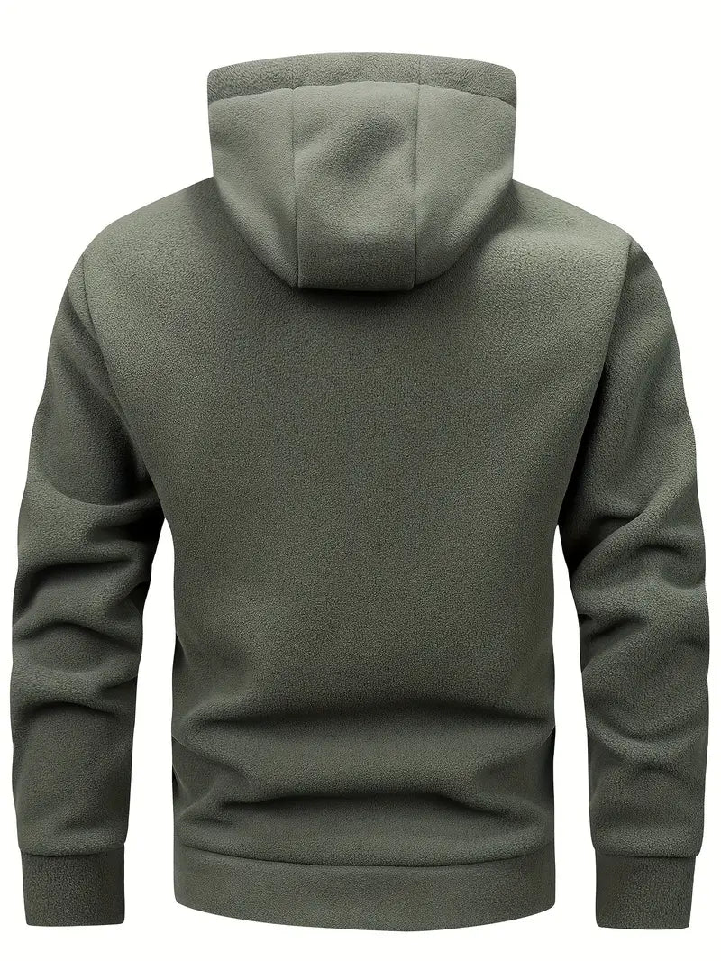 Herren Kapuzenpullover Reißverschluss Fleece Regular Fit Langarm Kängurutaschen Freizeit Hoodie warm