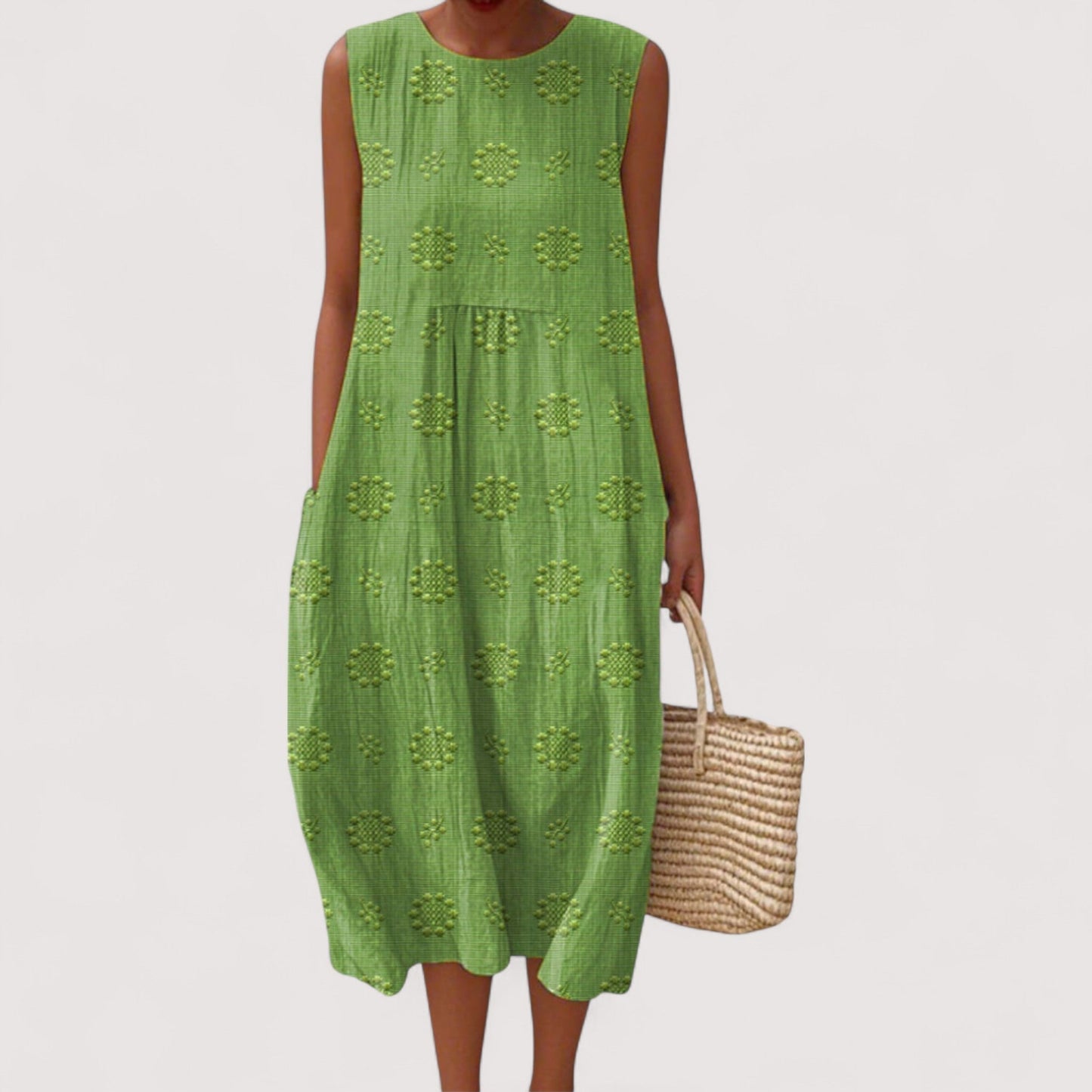Damen Kleid ärmellos Blumenmuster locker geschnitten leicht atmungsaktiv bequeme Passform Sommer