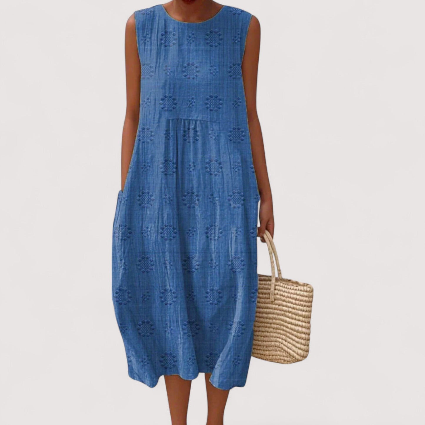 Damen Kleid ärmellos Blumenmuster locker geschnitten leicht atmungsaktiv bequeme Passform Sommer