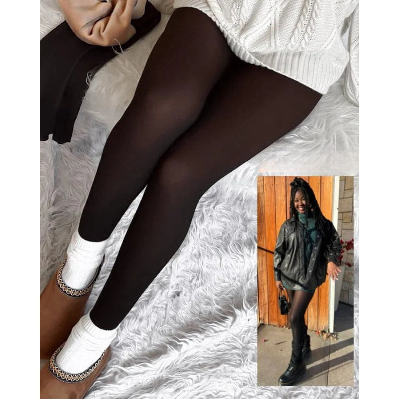 Damen Thermo-Strumpfhose Slim Fit Fleece Innenfutter Transparent Effekt Hohe Elastizität Winter Warm Komfort