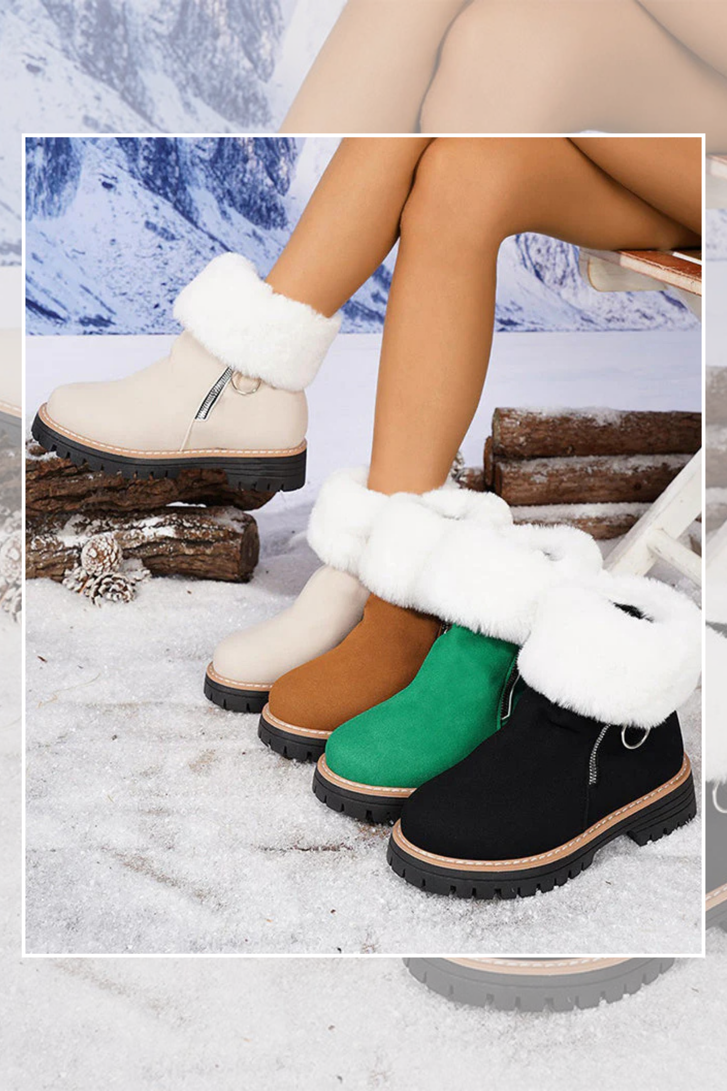 Damen Schneestiefel Kunstpelz Reißverschluss rutschfest warm bequem