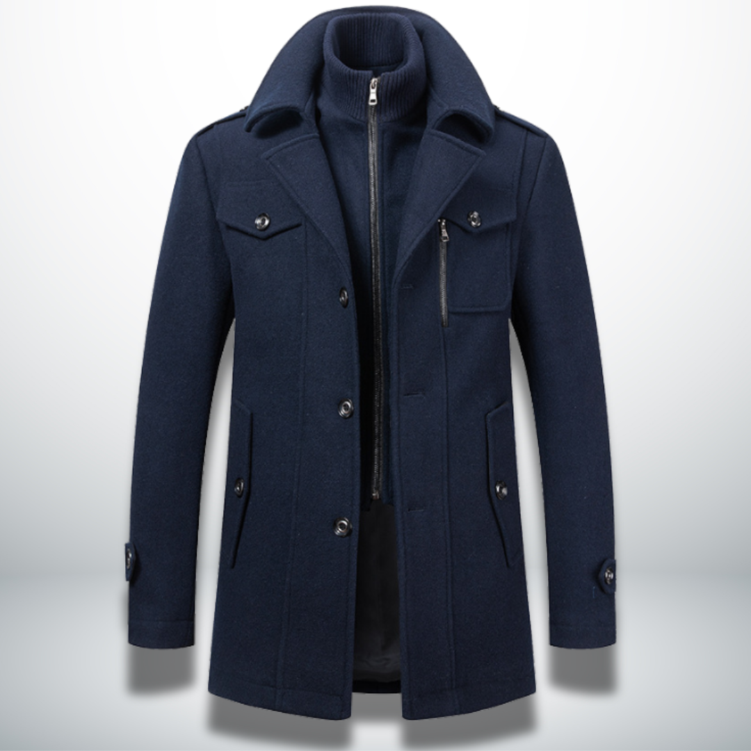 Herren Mantel Langarm Tailliert Reverskragen Reißverschluss Elegant Wintermantel Business Casual
