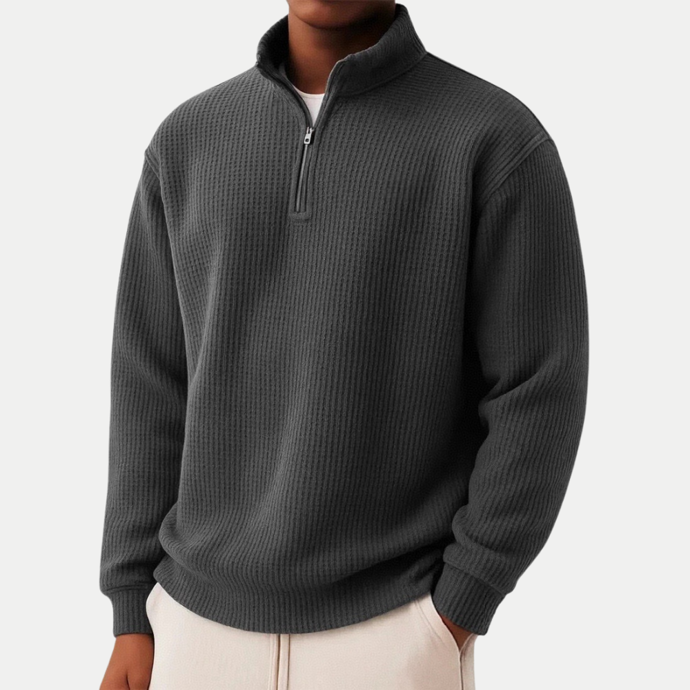 Herren Pullover Reißverschluss Stehkragen Langarm bequem vielseitig