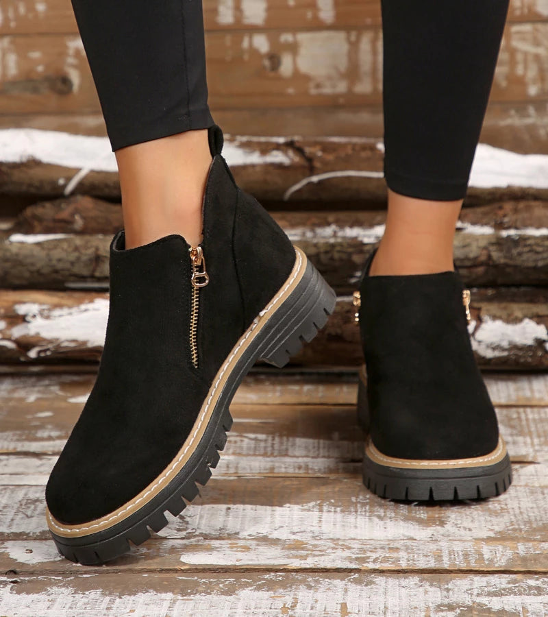 Damen Stiefel orthopädisch rutschfest Reißverschluss gepolstert leicht Alltag Komfort Schuhe