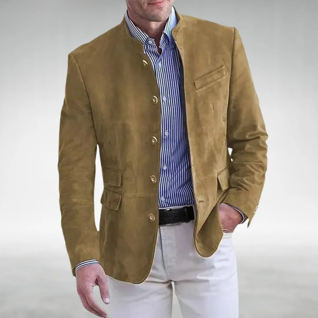 Herren Lederjacke Regular Fit Stehkragen Wildleder Elegant Alltag Business Freizeit Zeitlos