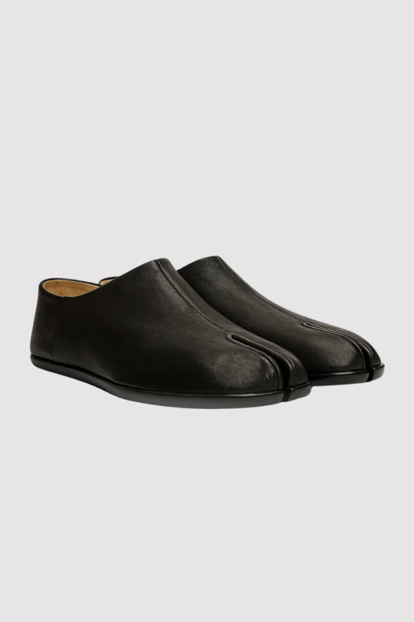 Herren Tabi Slipper Leder Kuhhaut gespaltene Zehen quadratisch verstellbare Ferse Slip-On