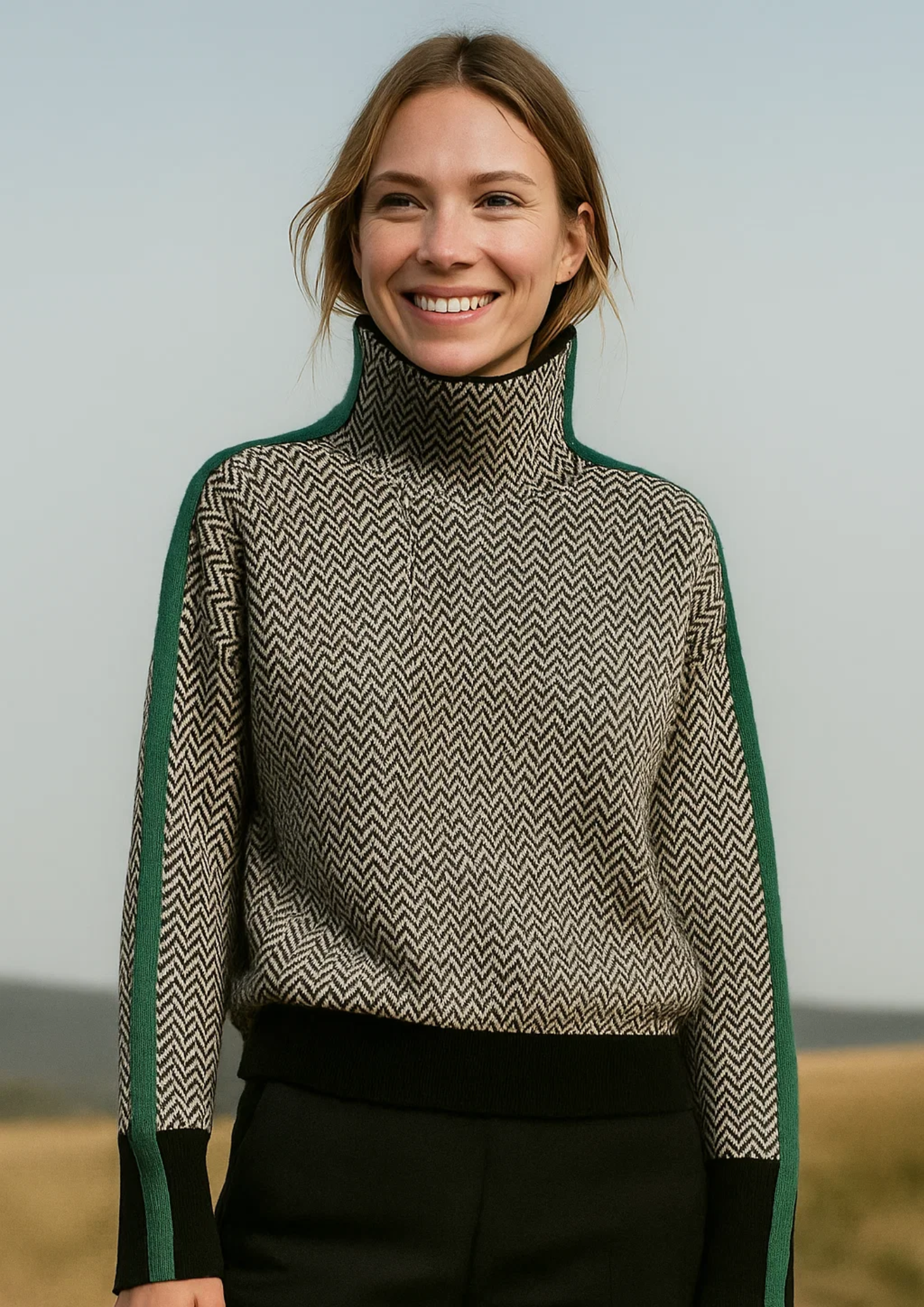 Damen Pullover Stehkragen gestreift bequeme weiche warme moderne Passform