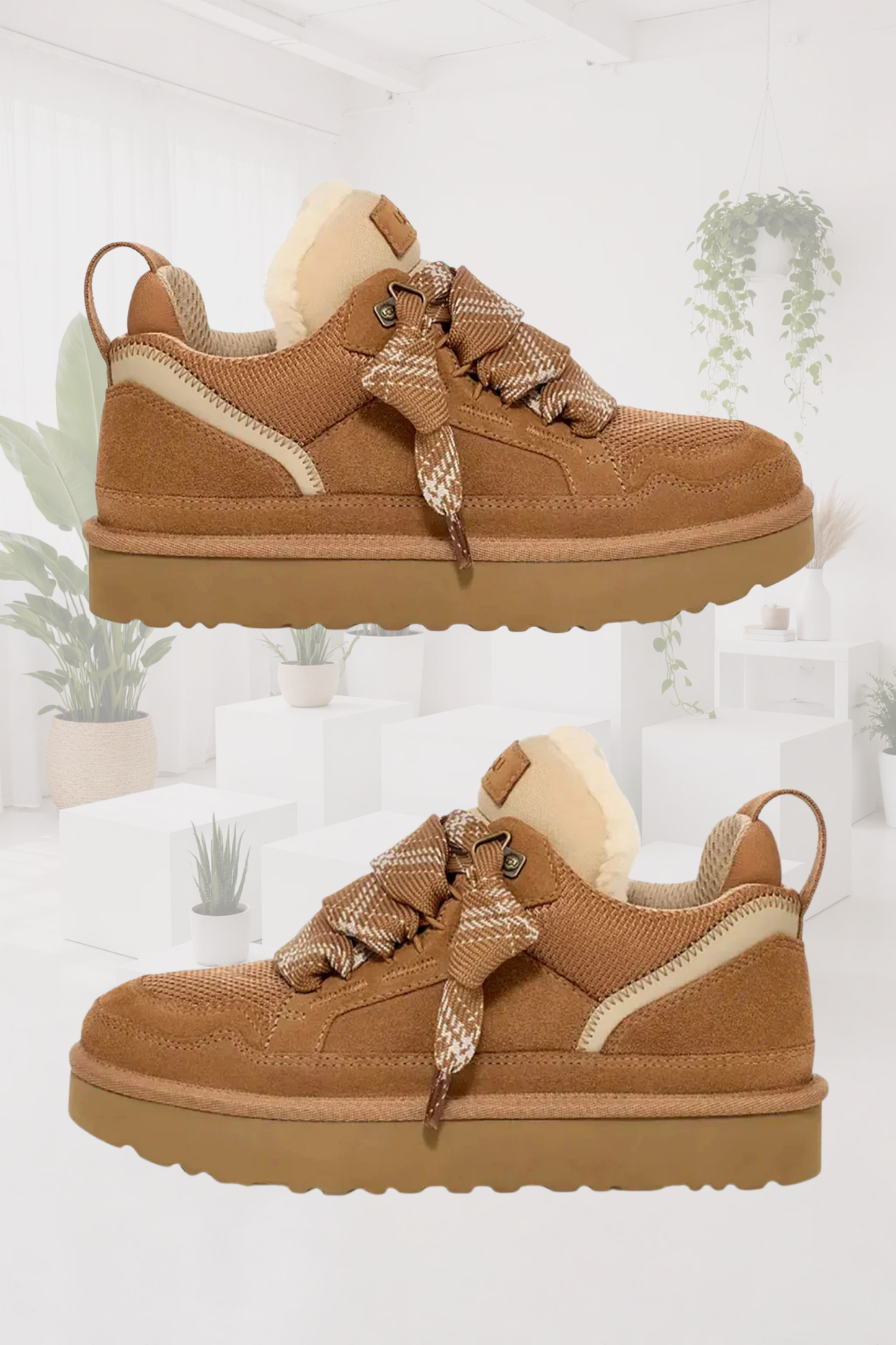 Herren Sneaker beige braun Wildleder Mesh rutschfest gepolstert Schnürung Freizeit Alltag Schuhe