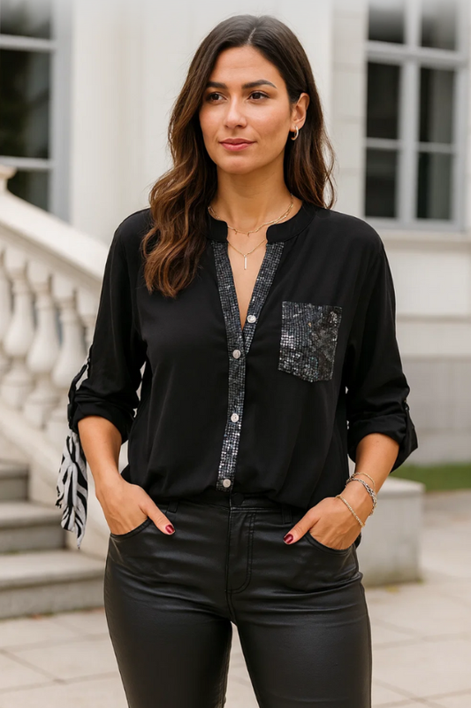 Anne | Casual Top mit Pailletten-Details
