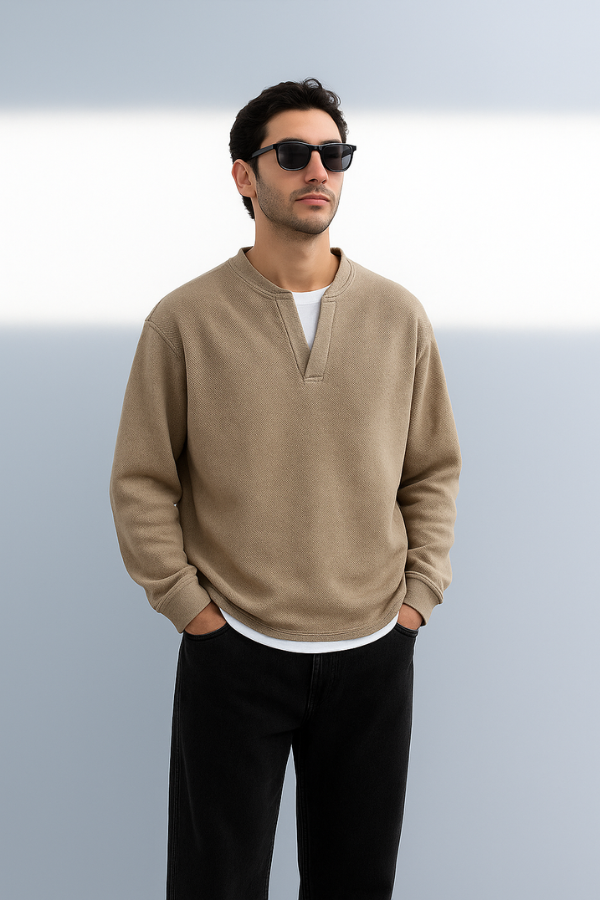 Herren Pullover Set zweiteiliges Set gestrickte lange Ärmel bequeme normale Passform