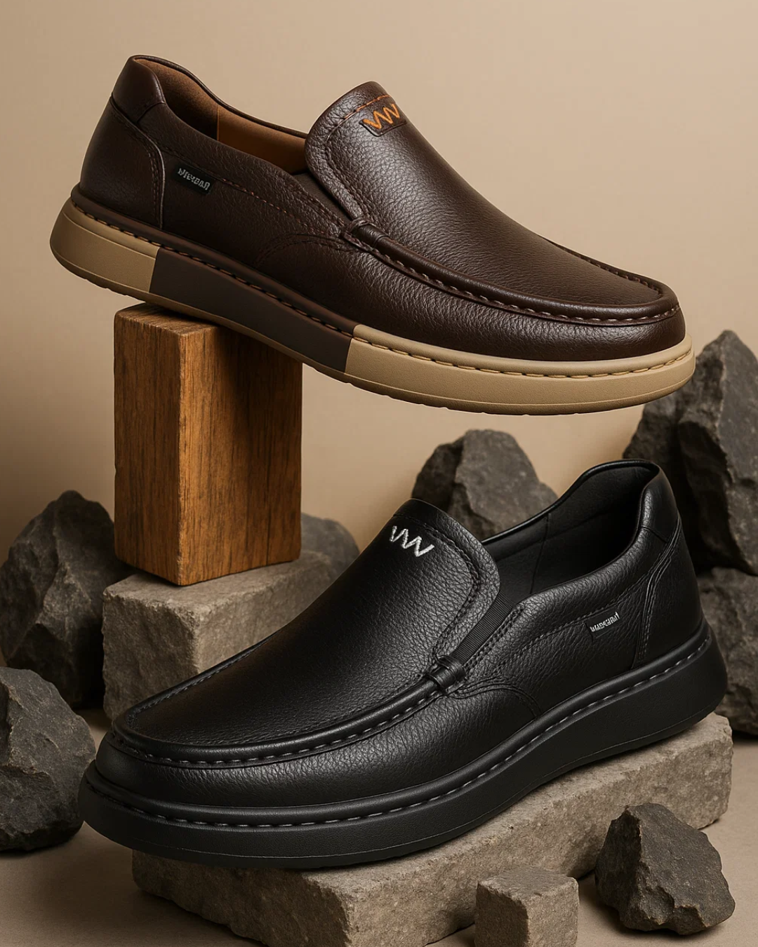 Herren Pantoffeln Leder orthopädisch rutschfest gepolstert atmungsaktiv stoßdämpfend Slip-On Hausschuhe Alltag