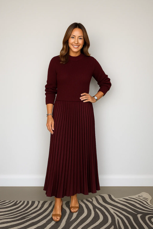 Damen Plisseekleid elastischer Bund fließend feminin Passform vielseitig elegant