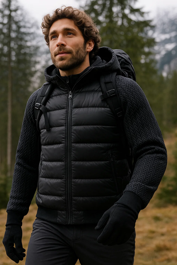 Herren Winterjacke Slim Fit Winddicht Wasserabweisend Leicht Kapuze Outdoor Warm Funktionsjacke