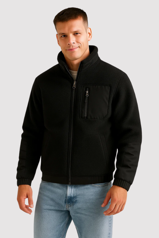 Herren Winterjacke Regular Fit Fleecegefüttert Stehkragen Reißverschluss Warm Winddicht Casual Übergang