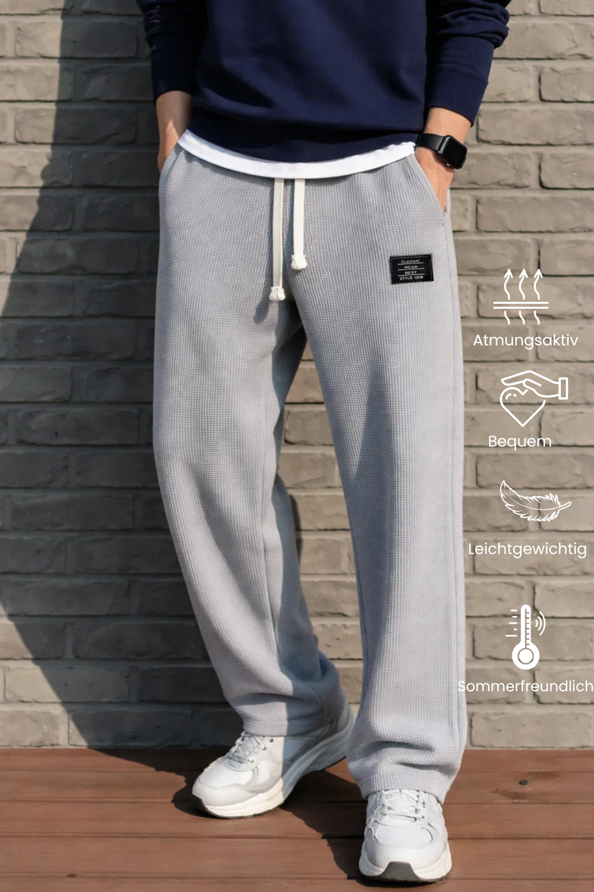 Herrenhose Entspannte Passform Kordelzug leicht elastisch bequeme Taschen