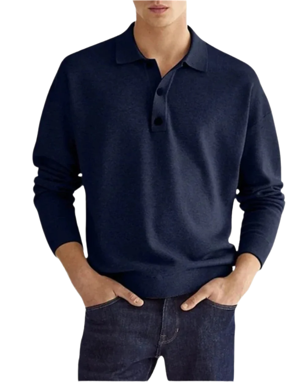 Herren Polopullover tailliert Kragen langarm atmungsaktiv bequem vielseitig