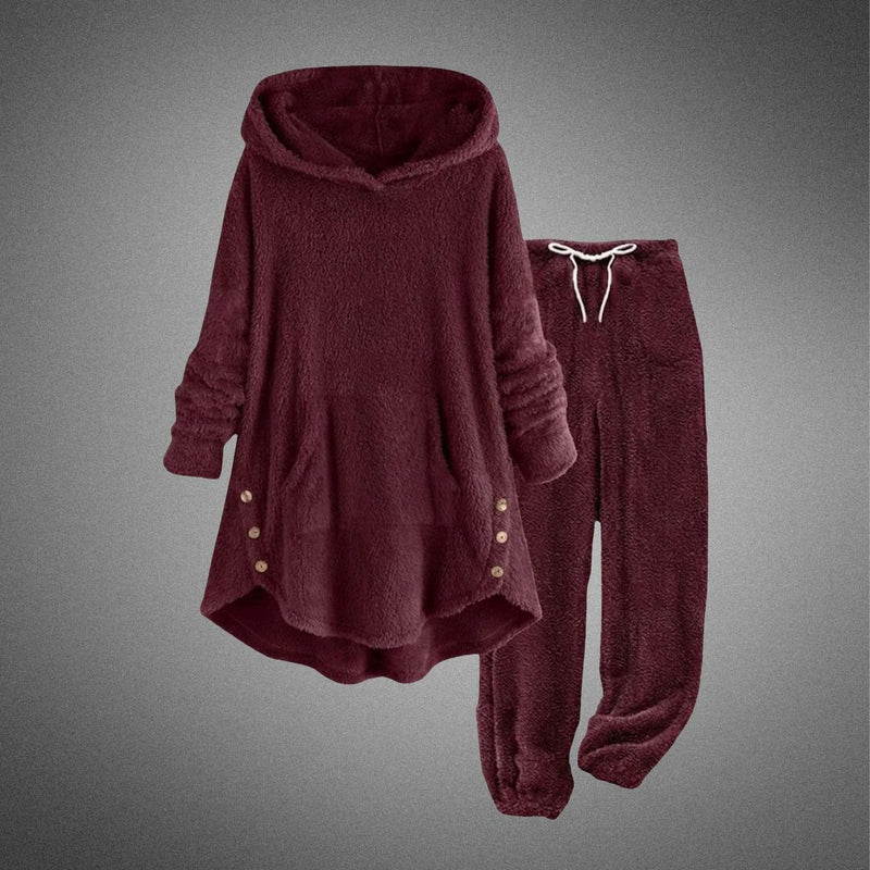 Damen zweiteiliges Set Tunika, Kapuzenhose lose weiche bequeme Freizeit