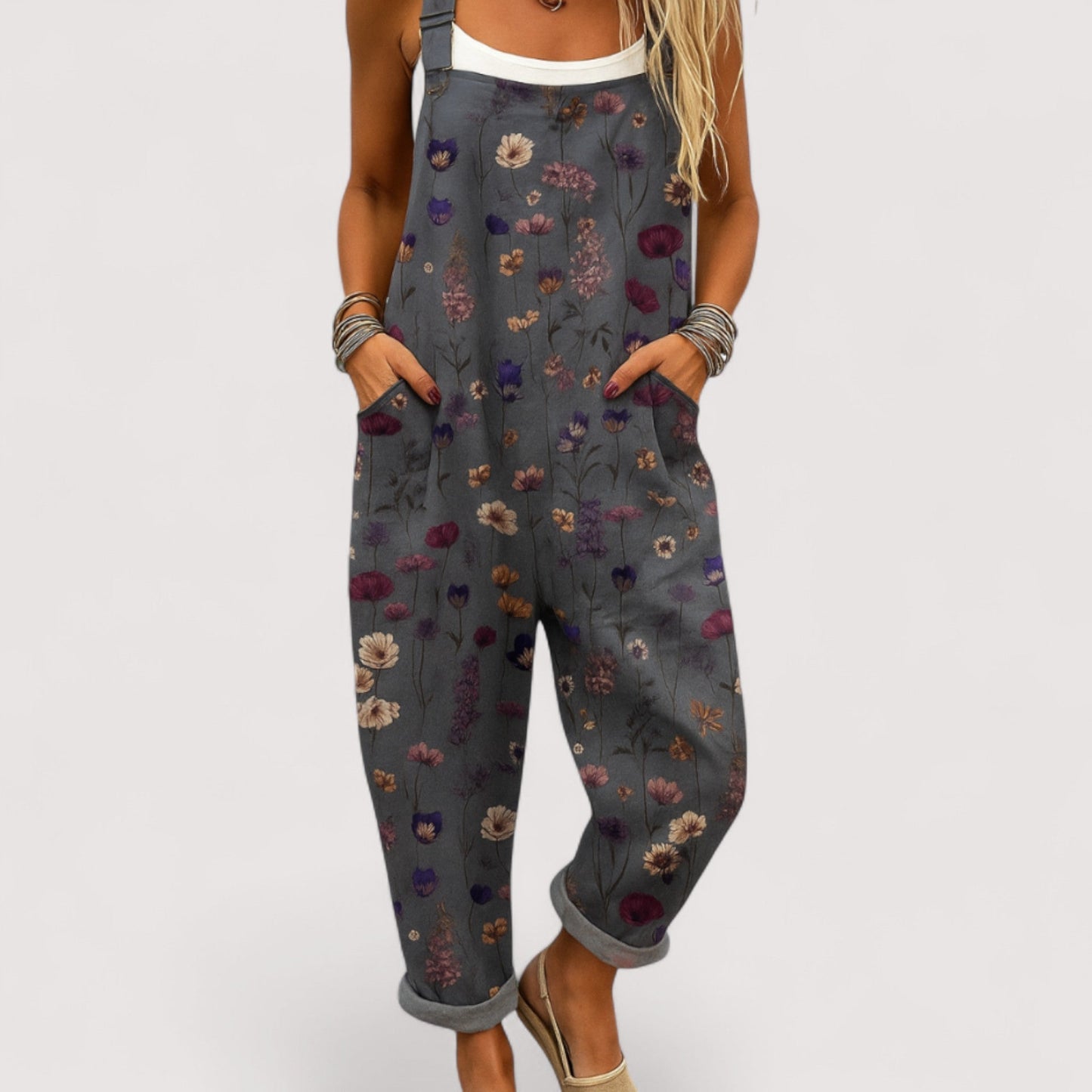 Damen Jumpsuit weit geschnitten, lockere Passform, fließend, bequem